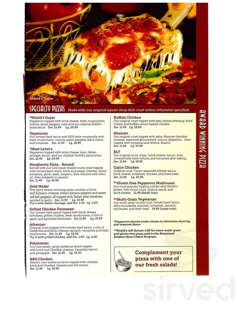 SHIELDS pizza menu in Macomb, Michigan, USA