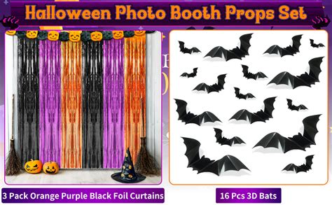 Amazon Algpty 3 Pack Halloween Foil Curtains Backdrop With 16 Pcs