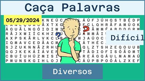 Caça Palavras Difícil Diversos 29 05 2024 YouTube