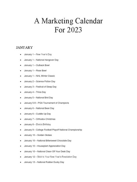 A Marketing Calendar 2023 | PDF