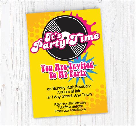 Funky 70s Party Invitations Personalise Online Plus Free Envelopes