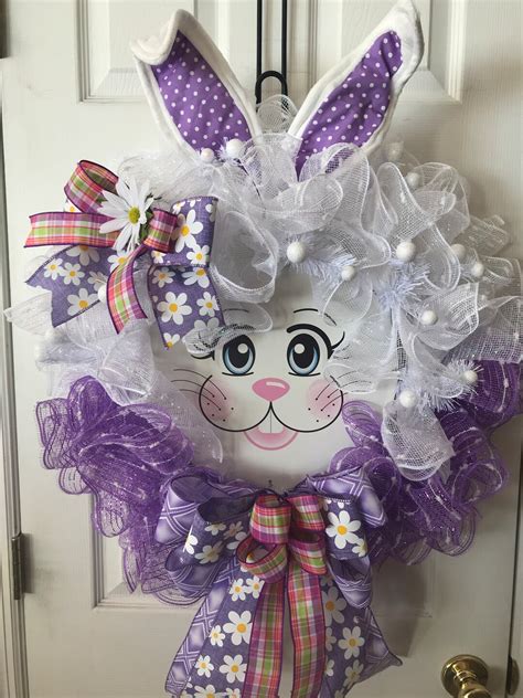 Door Wreath Bunny Wreath Purple Bunny Wreath Spring Wreath Wreath