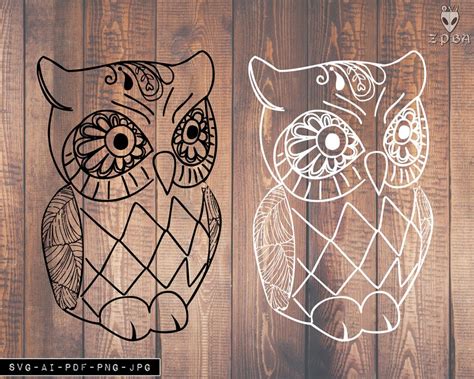 Owl Svg Zentangle Owl Svg Mandala Doodle Cricut Vinyl Etsy