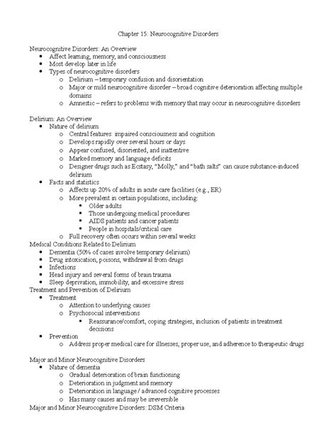 Neurocognitive Disorders Chapter 15 Neurocognitive Disorders