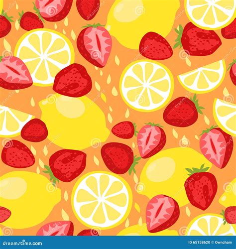 Lemons And Strawberries Seamless Pattern Stock Vector Illustration Of