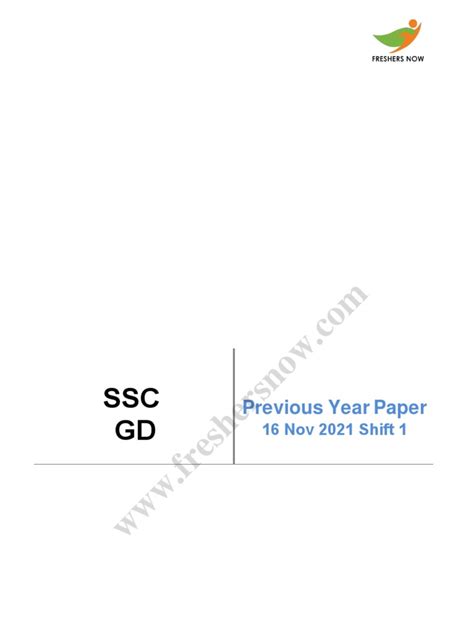 SSC GD Constable 16th Nov 2021 Shift 1 Question Paper | PDF