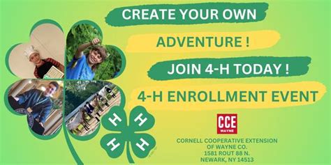 Cornell Cooperative Extension 4 H Enrollment Events