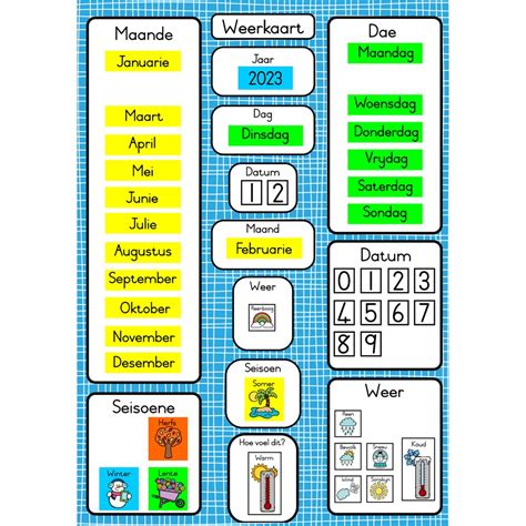 Date And Weather Chart Afrikaans 50pc Canvas And More