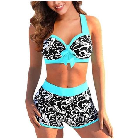 Maillot De Bain Femme 2 Pieces Shorty Bikini Ensembles Bikini Taille