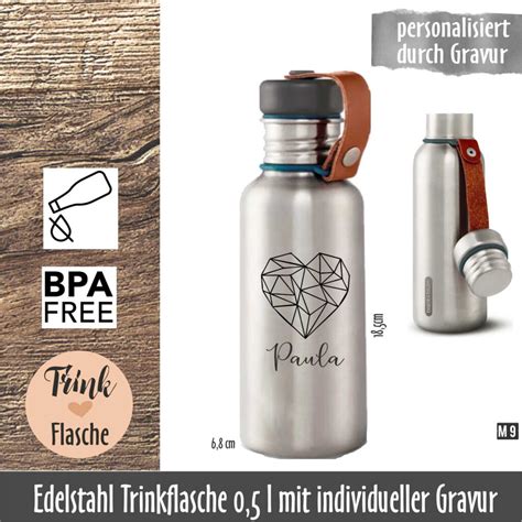 Edelstahl Trinkflasche 0 5l Im Retrostyle Personalisiert Mit Gravur