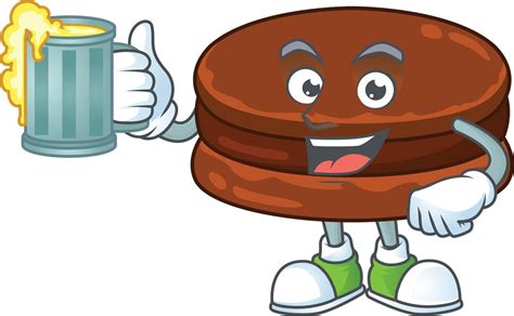 A Cartoon Character Of Chocolate Alfajor Vector Art At Vecteezy