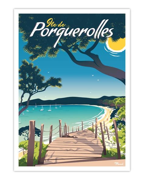 Poster 50x70 Marcel Porquerolles Plage Notre Dame Marcel Travel