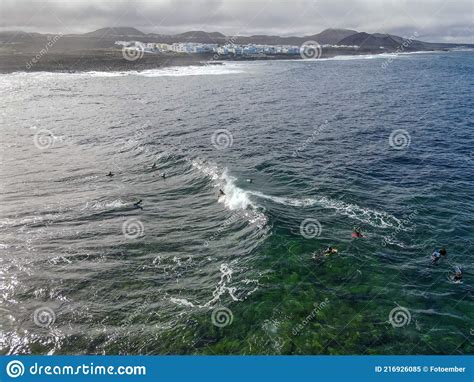 People Surfing at La Santa on Lanzarote Island, Spain Stock Image ...