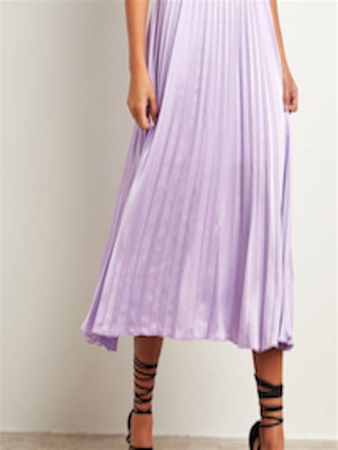 Buy Styli Women Lavender Pleated A Line Midi Skirt With Elasticated