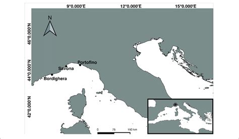 | Map of the study sites along the Ligurian coast. Samples were ...