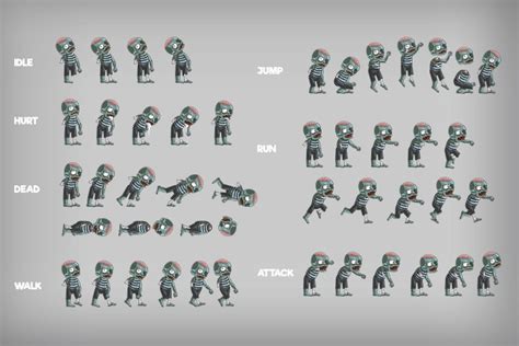 2D Game Zombie Character Free Sprite Pack 1 CraftPix Net