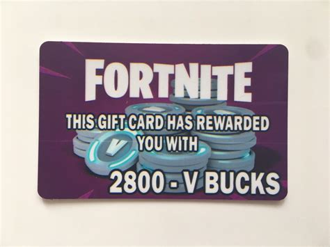 V Bucks 2800 Fornite Novelty T Card Etsy