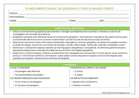 Plano De Aula Geografia Ano Bncc Retoedu