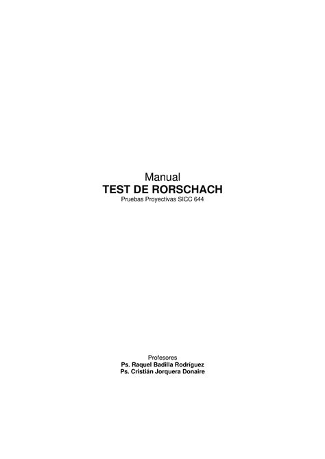 Manual Test De Rorschach Introducci N A La Psicopedagog A Aiep