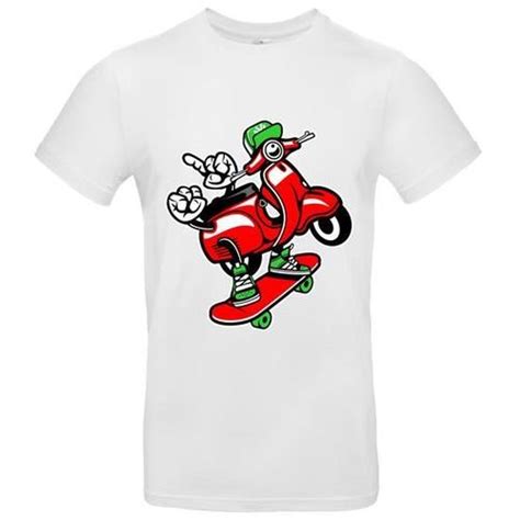 T Shirt Premium Manche Courte Enfant Blanc Scooter Skater Blanc