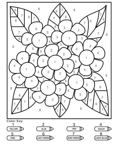 Normal Flowers Color By Number Coloring Page Free Printable Coloring