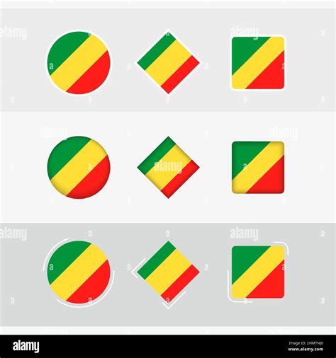 Congo Flag Icons Set Vector Flag Of Congo Three Versions Of Icon