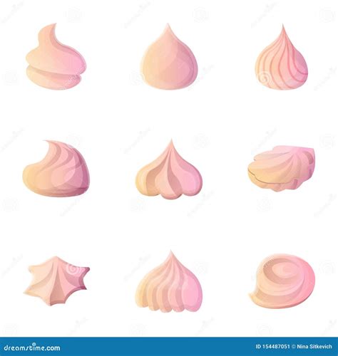 Meringue Icon Set Cartoon Style Stock Vector Illustration Of Fruit