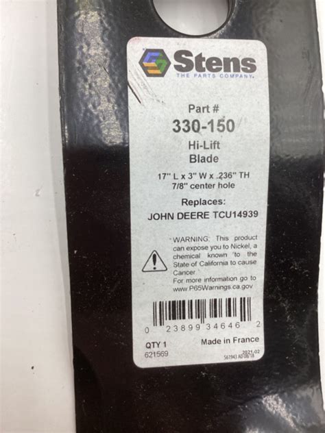 Stens 330 150 Heavy Duty Hi Lift Blade For John Deere Tcu14939 Tcu30315 For Sale Online Ebay