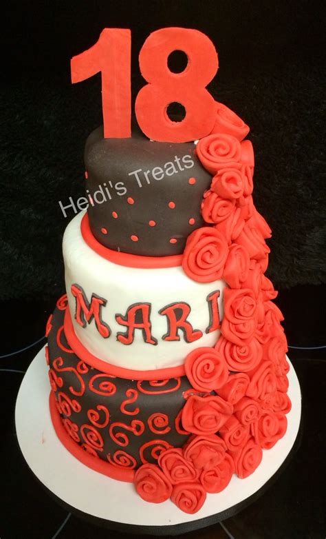 Black and red 18th birthday cake rose cake