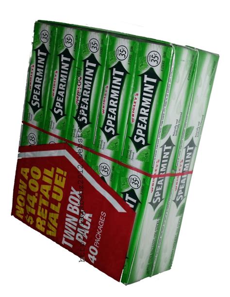 Wrigley'S Spearmint Chewing Gum Gummy Candy Wrigley’s Twin Box Pack 40 ...