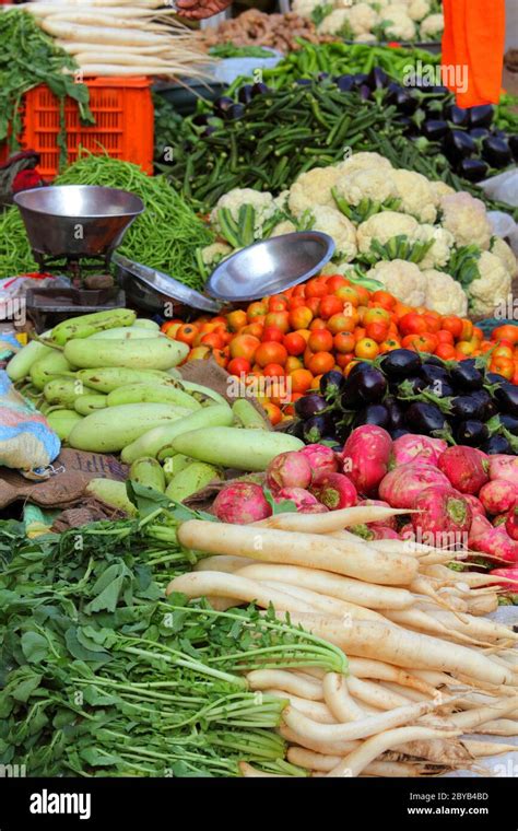 Vegetables On Market In India Stock Photo Alamy