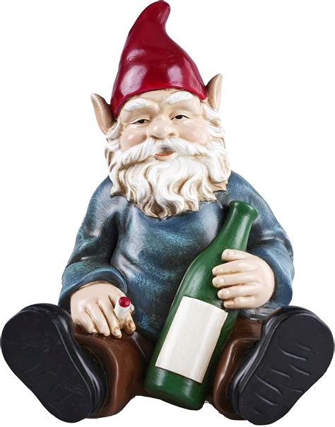 Ficiti Drunk Gnome Garden Statue Adorable Naughty Drunken