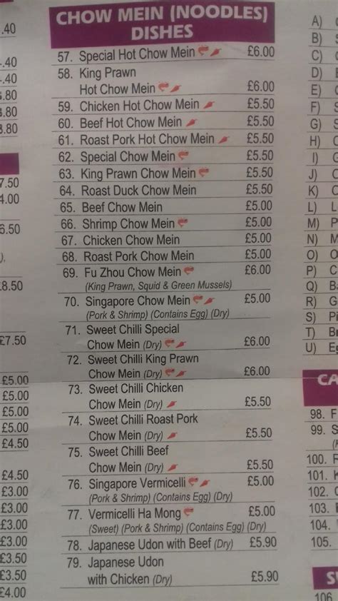 Menu at Yummy Chinese Takeaway, Burnley