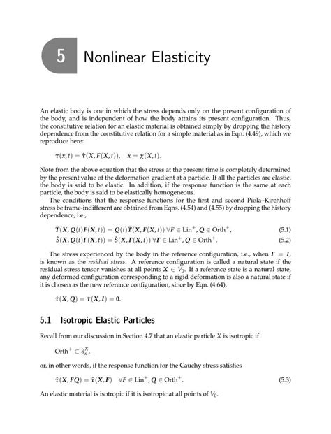 Nonlinear Elasticity Chapter 5 Continuum Mechanics