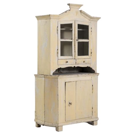 painted shaker style wood wall cupboard  clear glass doors  sale
