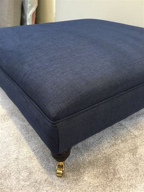 Deep Navy Blue Footstool Bespoke Coffee Table Ottoman Etsy Fabric