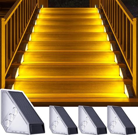 TRAHOO-Solar Step Lights for Outside - Waterproof Outdoor Deck Steps Lights, 4 Pack Triangle ...