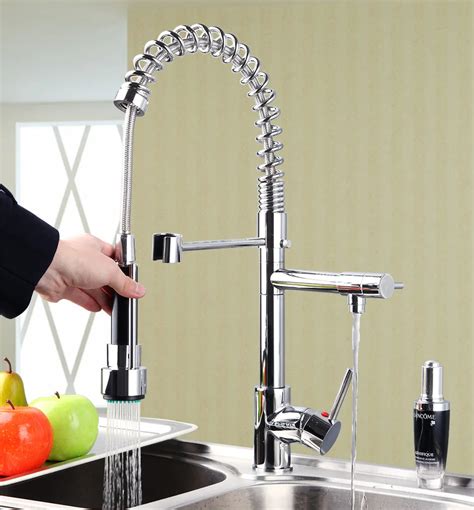 Full Copper Kitchen Pull Type Water Tap 360 Degree Rotatable Vegetable