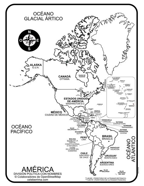 Mapa Continente Americano Para Colorir Librain