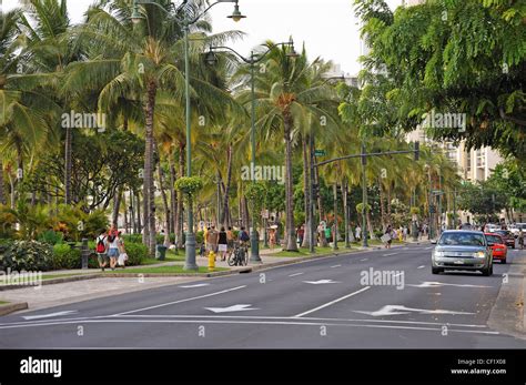 Kalakaua Avenue Waikiki Honolulu Oahu Island Hawaii Islands Usa