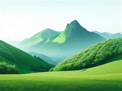 Premium Ai Image Majestic Mountain Landscape Green Mountains And