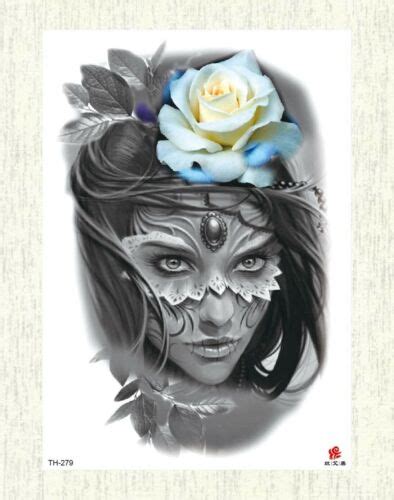 Halloween Sexy Women Rose Large 8 25 Temporary Arm Sexy Tattoos Ebay