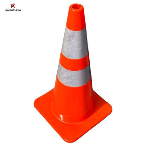 28 Inch Orange Full Red Pvc Plastic Reflective Safety Cones For Traffic