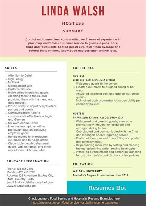 Hostess Resume Samples and Tips [PDF+DOC Templates] 2024 | RB