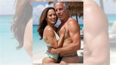 Photo Of Kamala Harris Embracing Jeffrey Epstein On Beach Is Fake