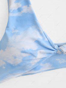 ZAFUL Sky Cloud Print Knotted Padded Bikini Set In LIGHT BLUE ZAFUL 2024