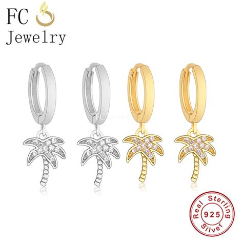 Fc Jewelry Silver Gold Color Coconut Palm Tree Zircon Piercing