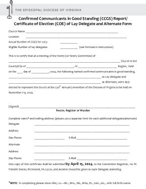 Fillable Online CERTIFICATE OF LAY DELEGATE S TO SYNOD Fax Email Print