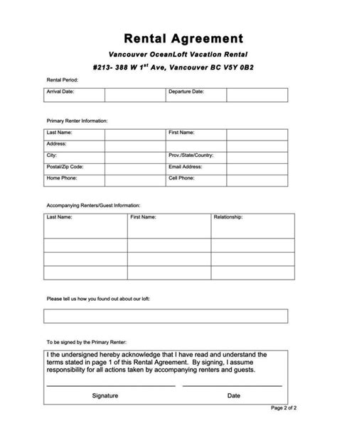 Printable Party Rental Contract Template