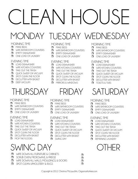 House Decor: BASIC CLEANING SCHEDULE - Need to stick to this. More